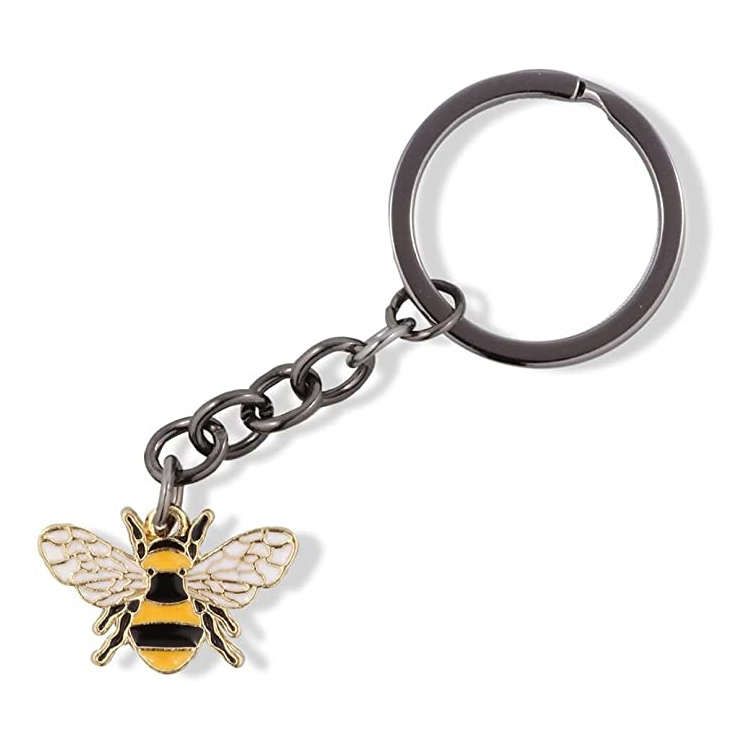 Cusotm Porte-clés en métal pour femme Bee Happy Keyring Keychain Cadeau