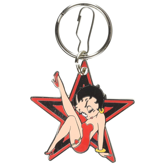 Porte-clés personnalisé Betty Boop Star en émail rouge et noir