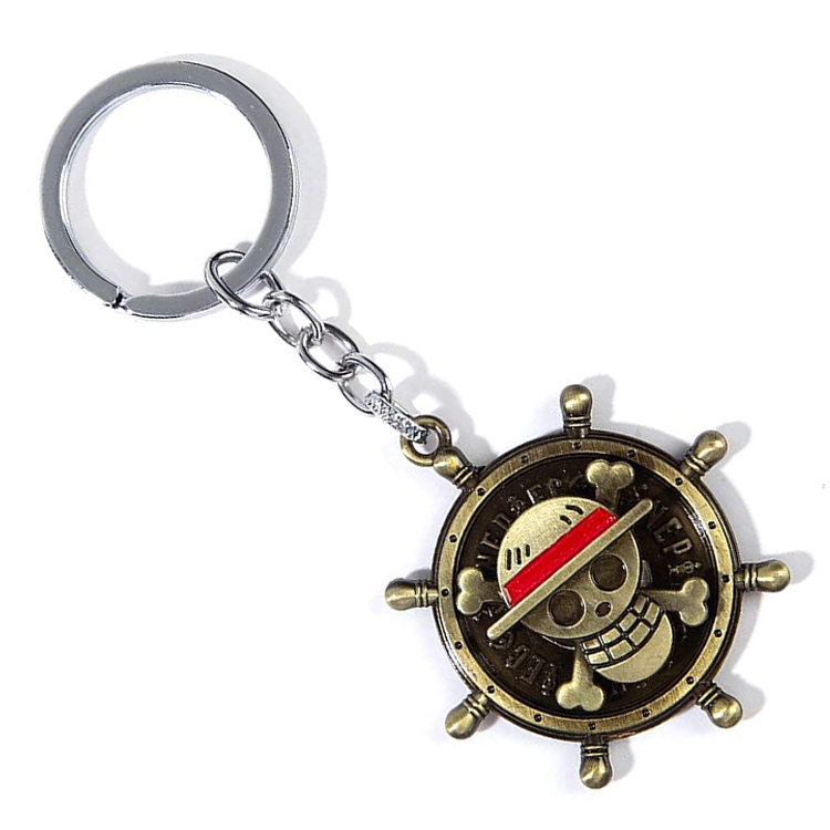 Crâne personnalisé Luffy 3D Bronze Metal Keychain Chain Key Ring Tag Fob Chain