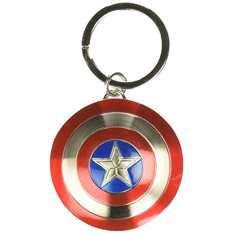 Cusotm Métal Marvel Porte-clés Captain America Shield Porte-clés en étain