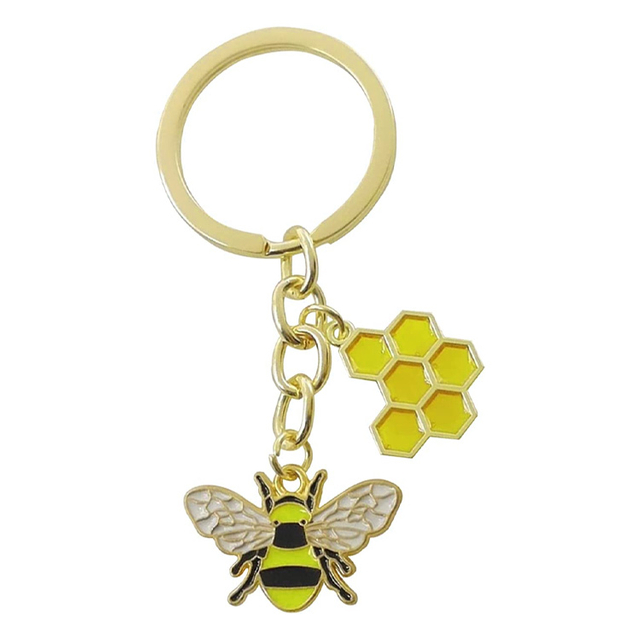 Cusotm Porte-clés en métal pour femme Bee Happy Keyring Keychain Cadeau