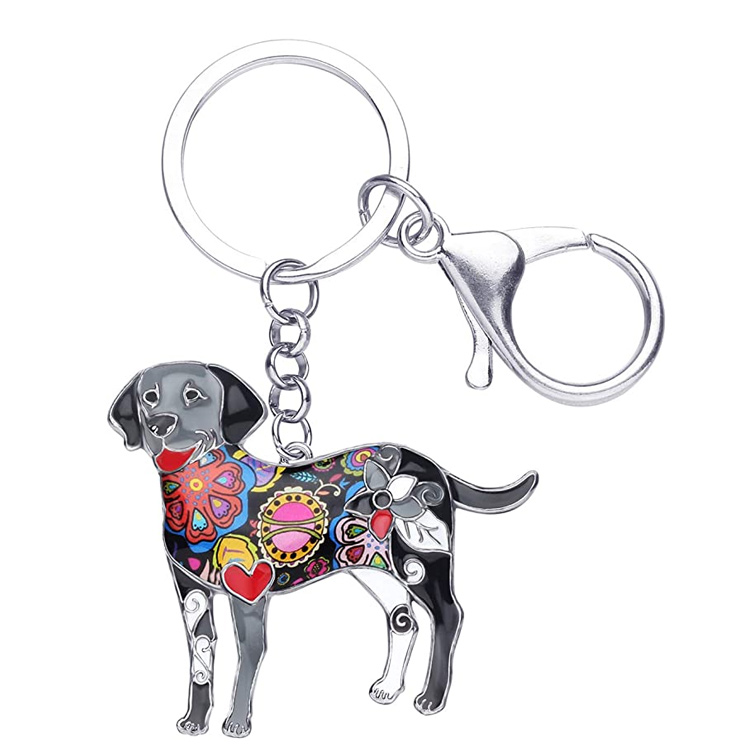 Porte-clés chien émail mignon personnalisé porte-clés animaux de compagnie chien porte-clés pour femmes