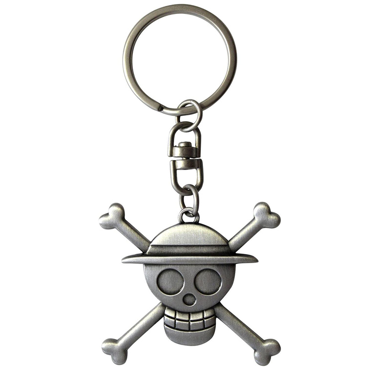 Crâne personnalisé Luffy 3D Bronze Metal Keychain Chain Key Ring Tag Fob Chain