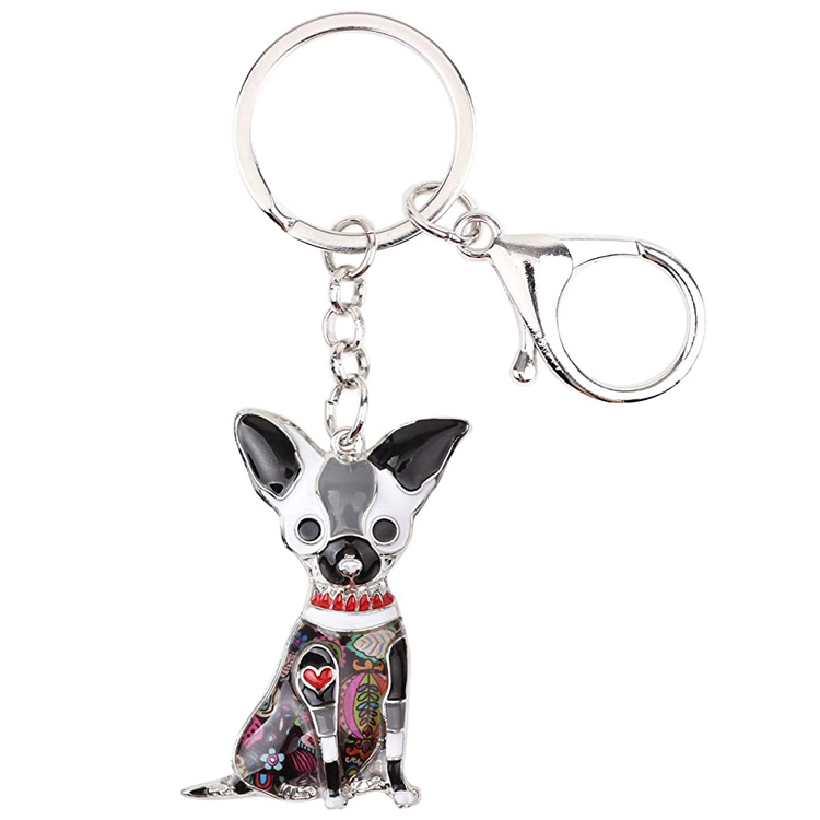 Porte-clés chien émail mignon personnalisé porte-clés animaux de compagnie chien porte-clés pour femmes